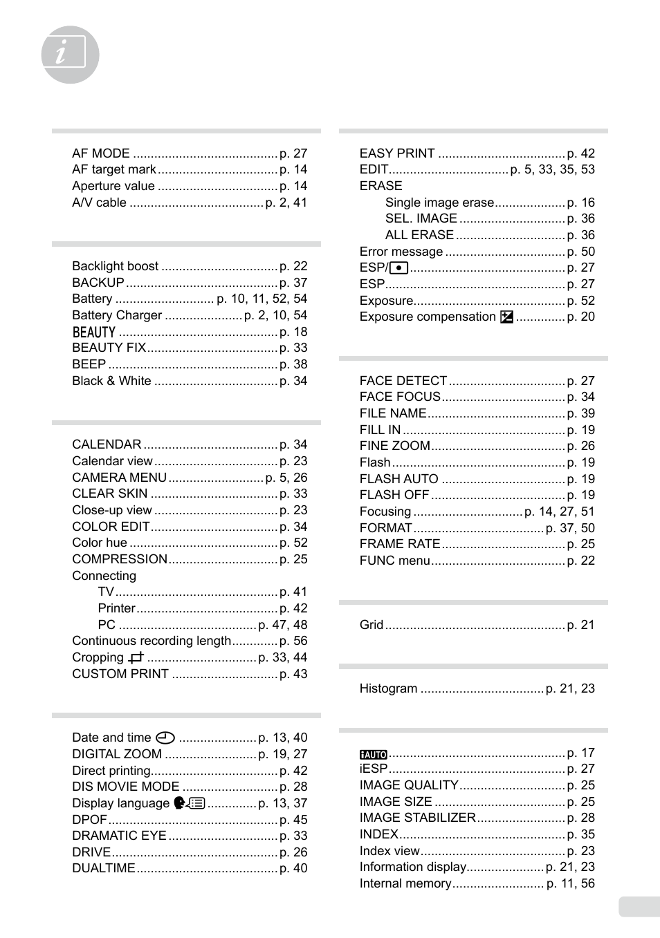 Index | Olympus µ-5000 User Manual | Page 65 / 67
