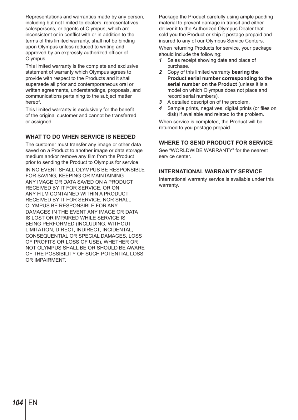 104 en | Olympus TG850 User Manual | Page 104 / 111