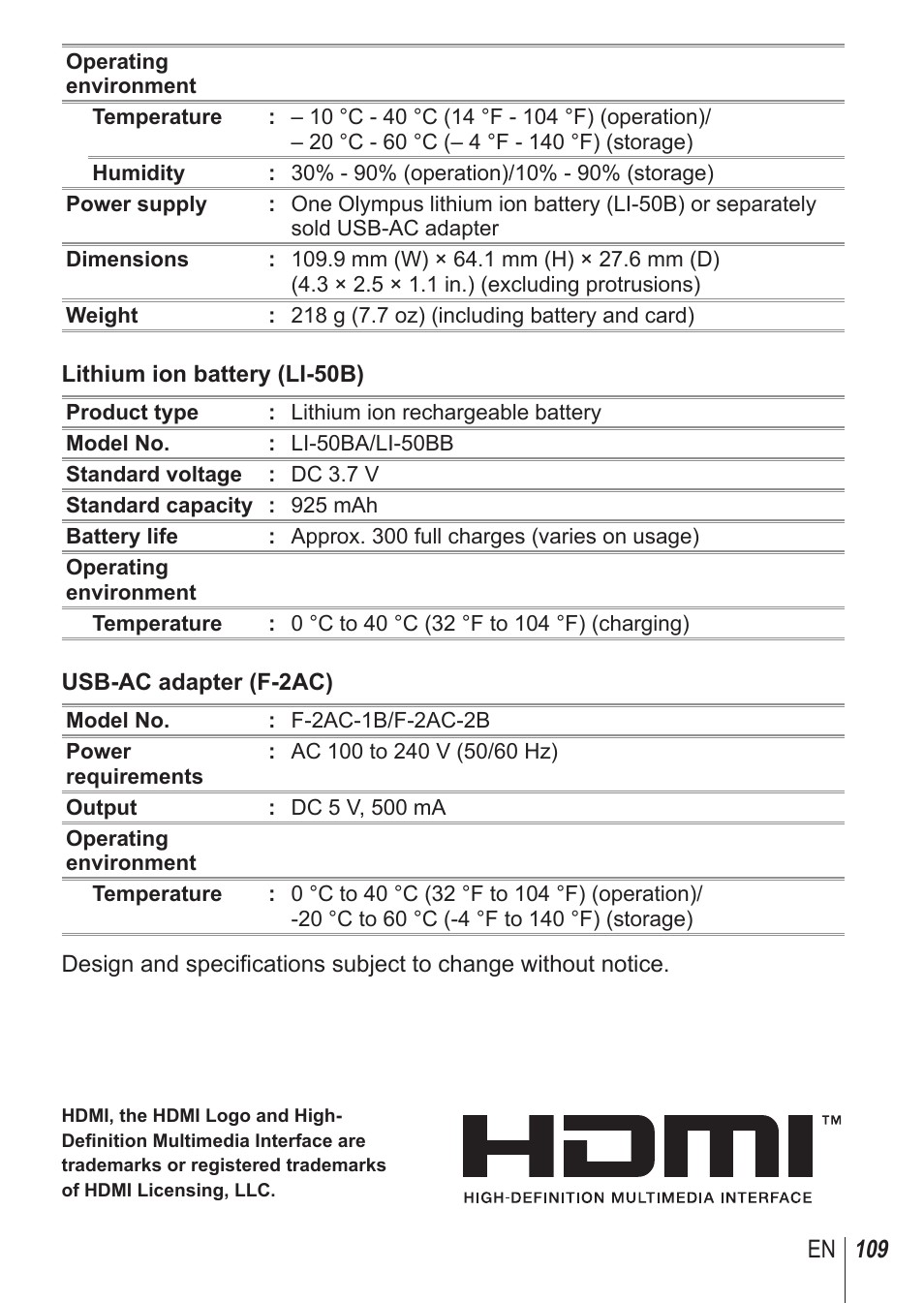Olympus TG850 User Manual | Page 109 / 111