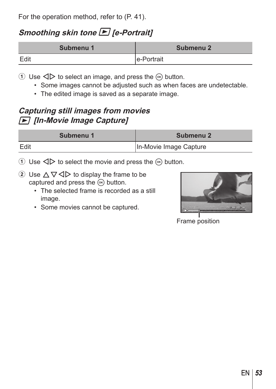 Smoothing skin tone q [e-portrait | Olympus TG850 User Manual | Page 53 / 111