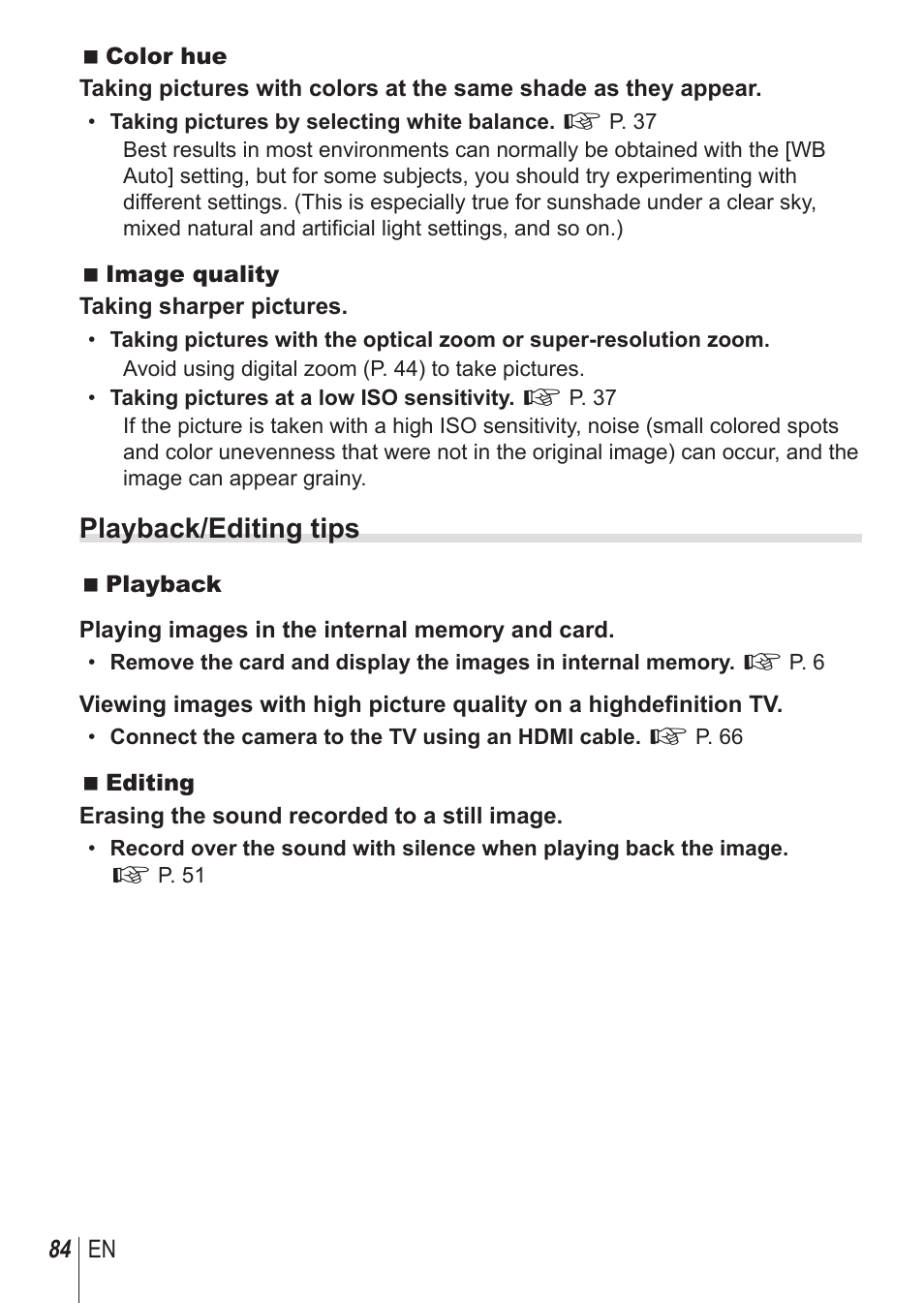 Playback/editing tips | Olympus TG850 User Manual | Page 84 / 111