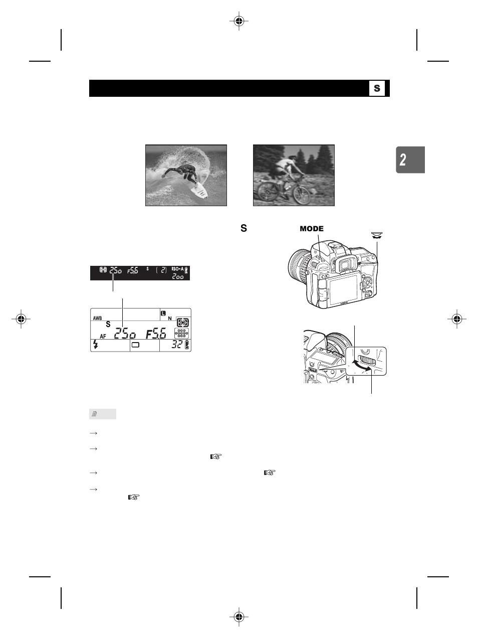 Shutter priority shooting, Aperture priority shooting | Olympus E-5 User Manual | Page 43 / 171