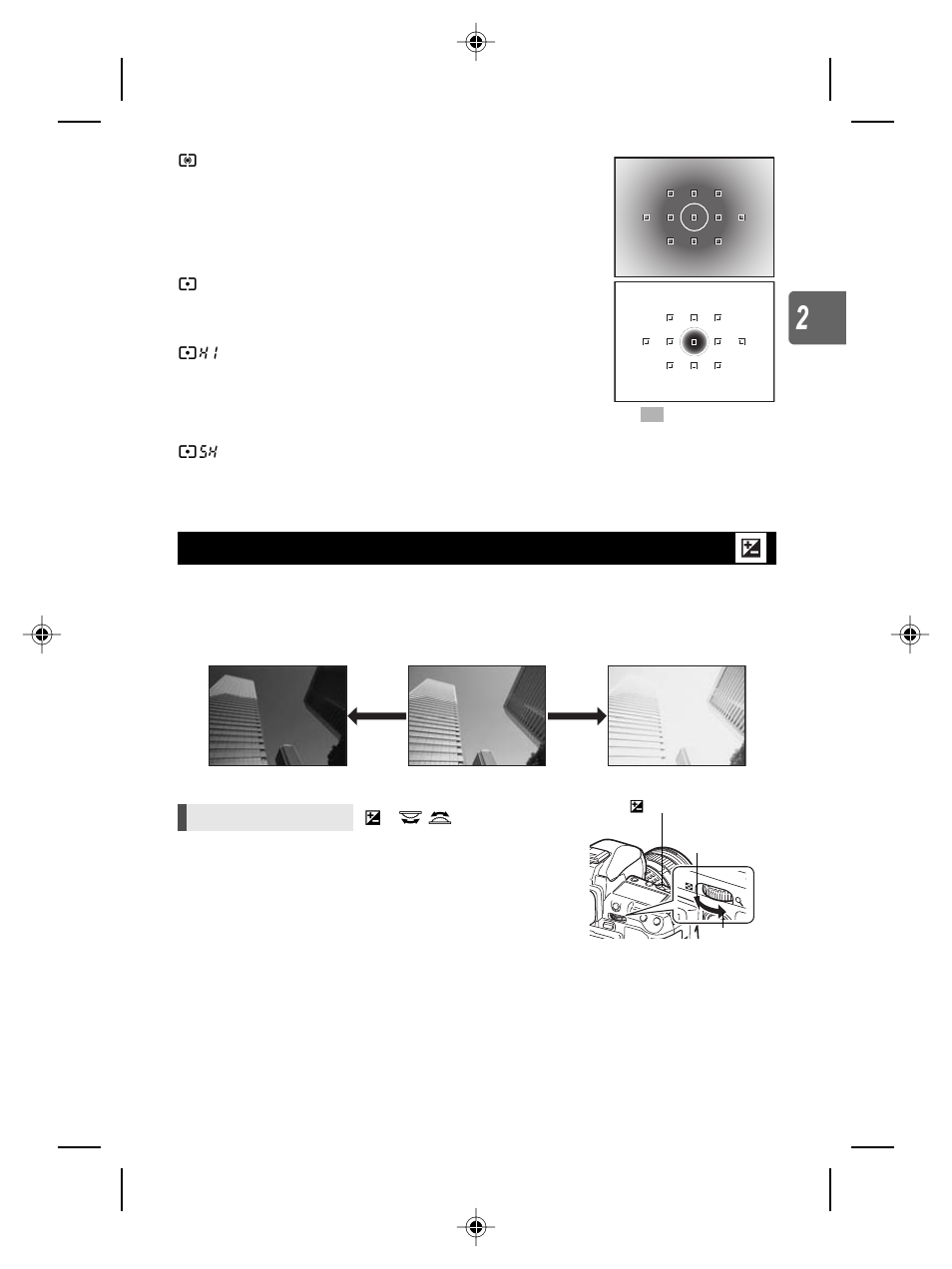 Exposure compensation, Compensa, Gp. 47 | Compensation, Exposure compe, Changing the metering mode | Olympus E-5 User Manual | Page 47 / 171