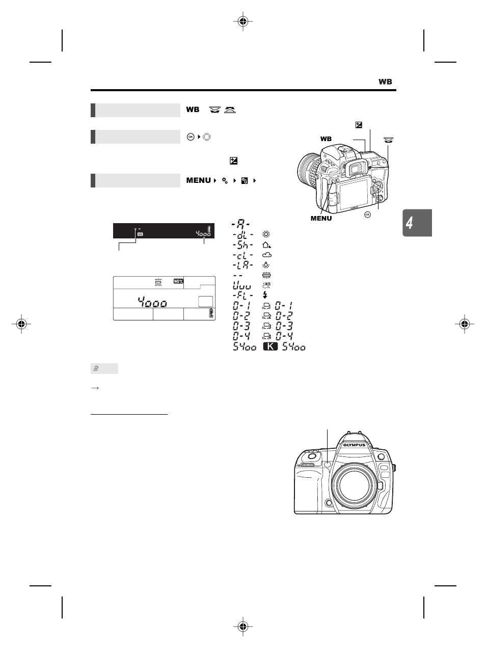 E balance, Gp. 67, Hite balance) | Setting the auto/preset/custom white balance | Olympus E-5 User Manual | Page 67 / 171