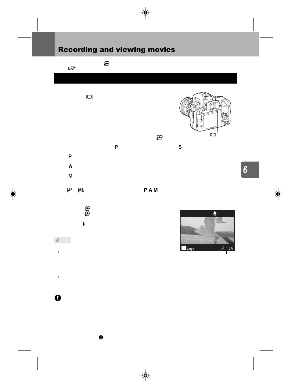 Recording and viewing movies, Recording movies, N (movie) bu | Olympus E-5 User Manual | Page 83 / 171