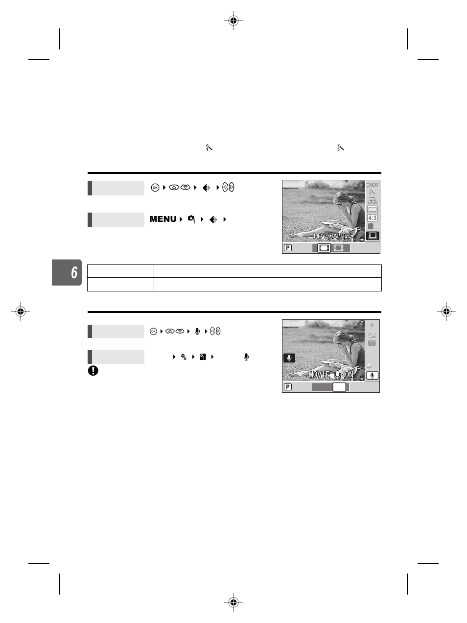 Cropho, Ophone, On g | Gp. 84, Recording movies, Changing the movie record mode | Olympus E-5 User Manual | Page 84 / 171