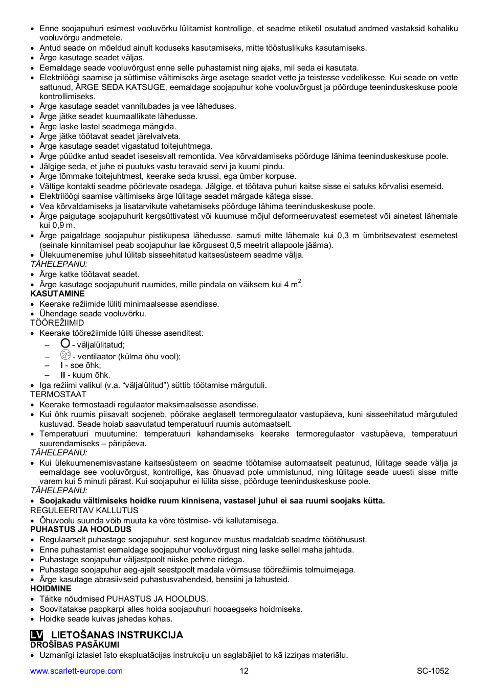 Scarlett SC-1052 User Manual | Page 12 / 19