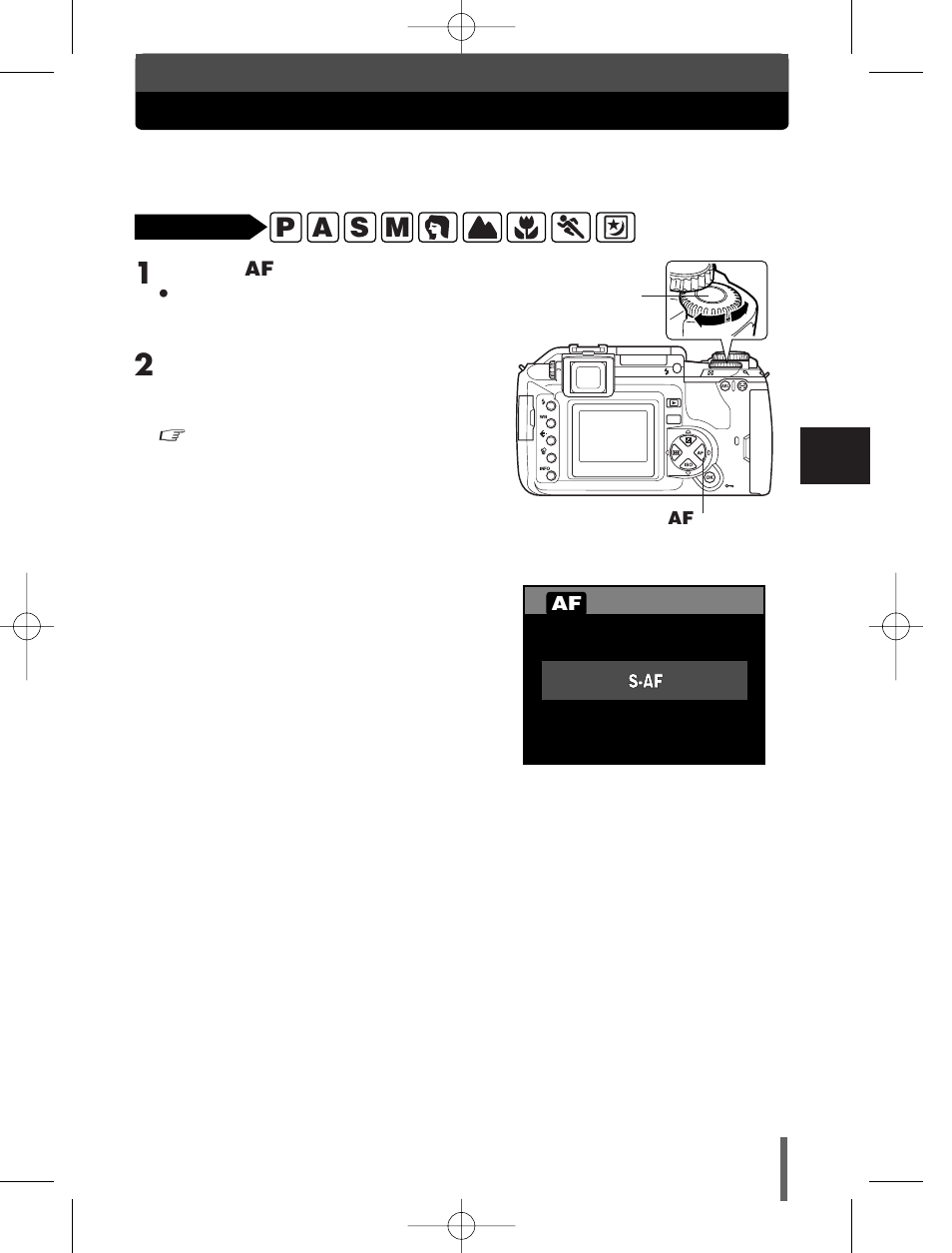 P a s m, Focus mode | Olympus E-300 User Manual | Page 79 / 211
