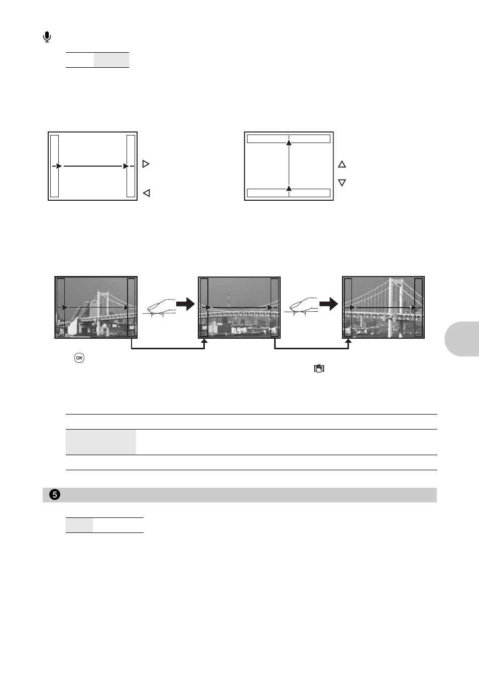 Recording movies with or without sound, Creating a panoramic picture, Changing the focusing area | Muting operational sounds, P. 21, Me nu opera tions | Olympus FE-280 User Manual | Page 21 / 64