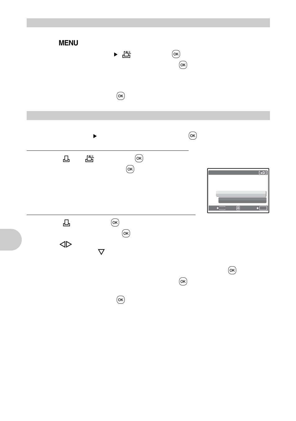 All-frame reservation, Resetting print reservation data | Olympus FE-280 User Manual | Page 34 / 64