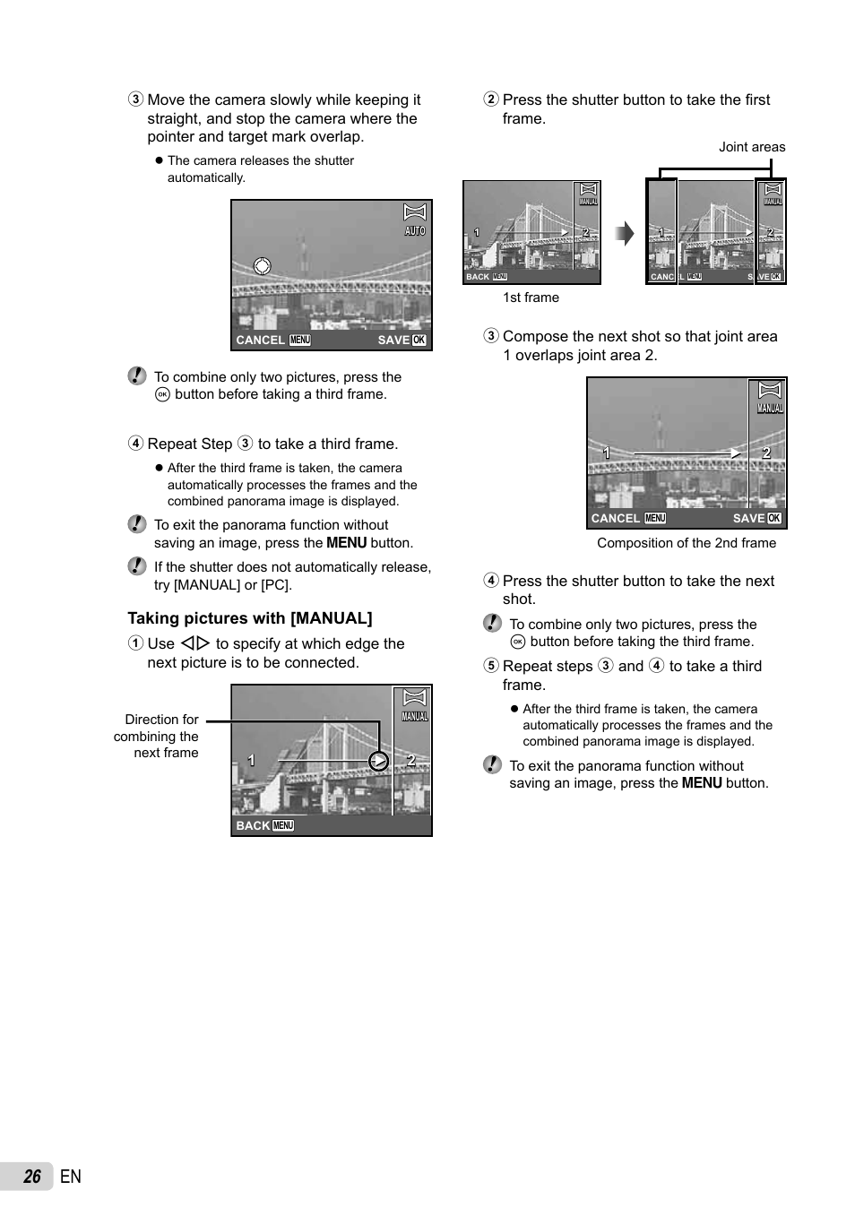 26 en, Taking pictures with [manual | Olympus TOUGH-8010 User Manual | Page 26 / 83