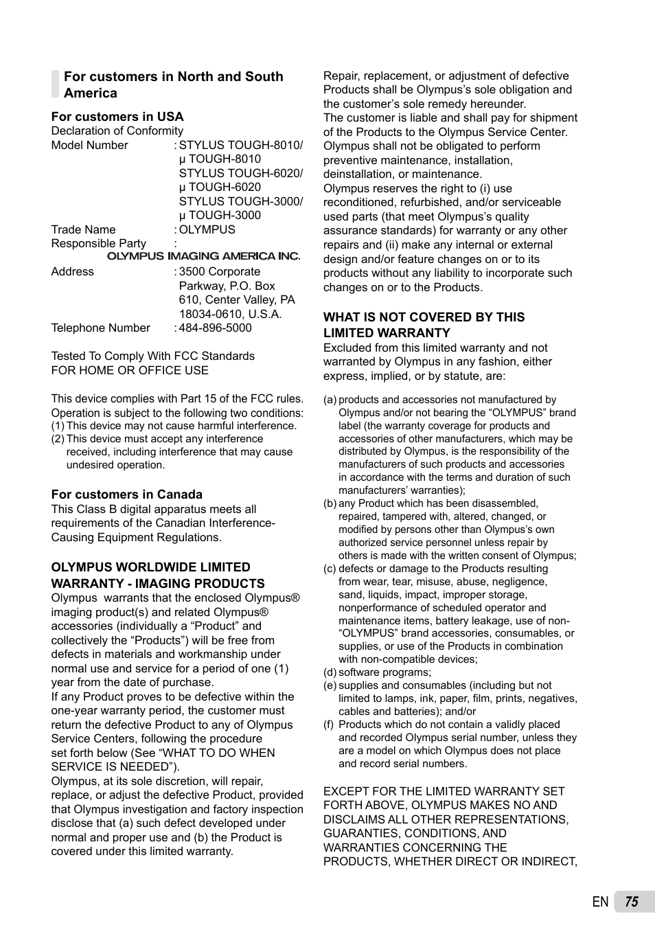 75 en | Olympus TOUGH-8010 User Manual | Page 75 / 83
