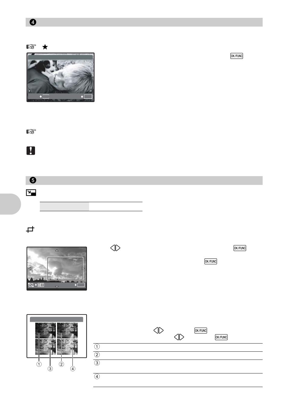Adding favorite images, Edit, Changing the size of pictures | Cropping a picture, Changing the coloring of the picture, Add favorite adding favorite images” (p. 30), Menu ope rati ons | Olympus µ 820 User Manual | Page 30 / 80