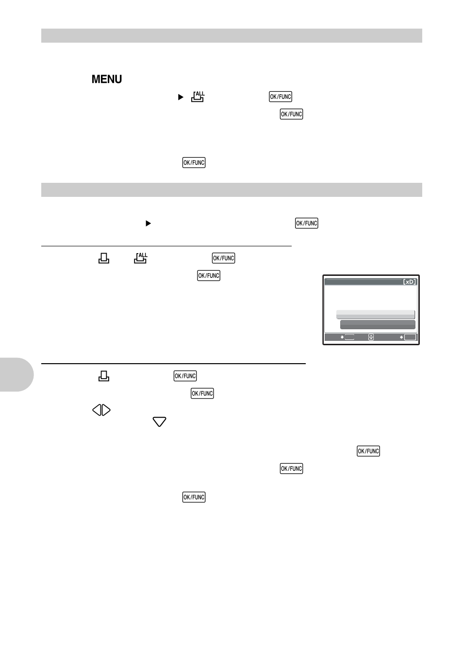 All-frame reservation, Resetting print reservation data | Olympus µ 820 User Manual | Page 44 / 80