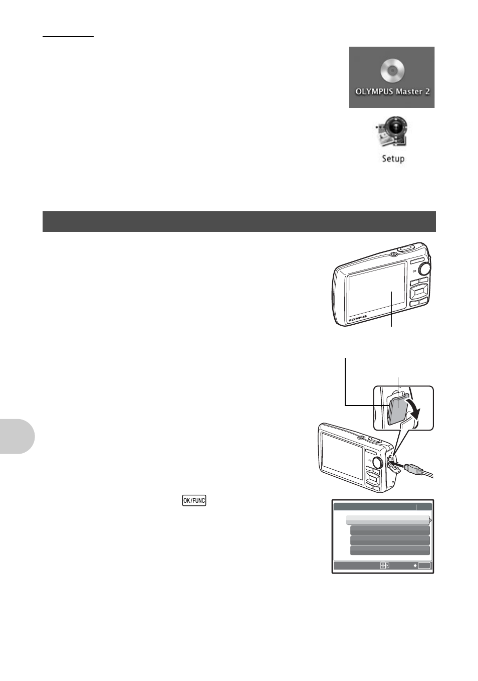 Connecting the camera to a computer, P. 48, Usi ng olympus mast er | Olympus µ 820 User Manual | Page 48 / 80