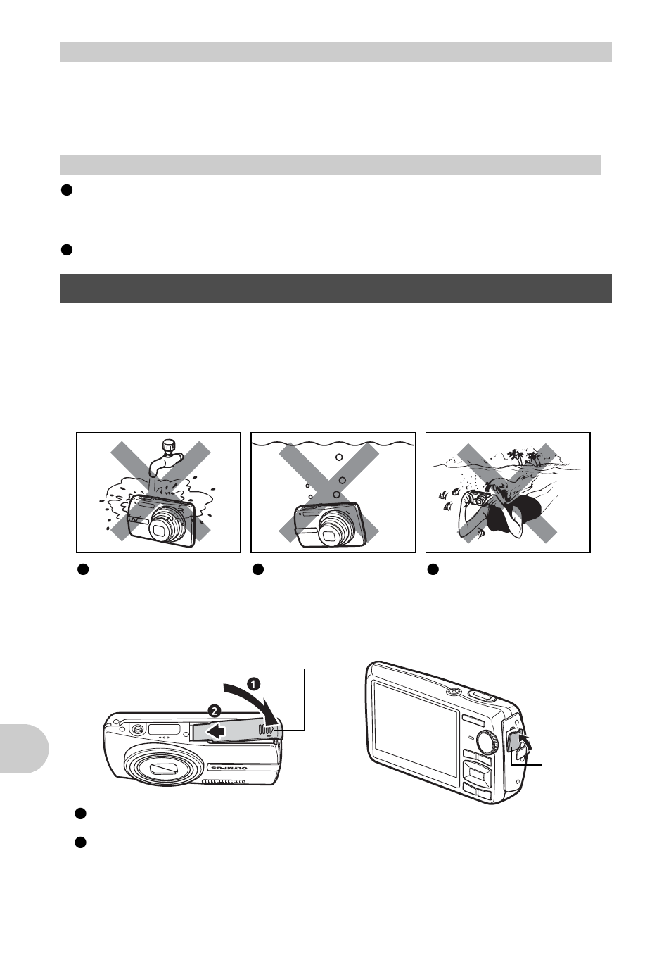 Ac adapter, Using your charger and ac adapter abroad, Weatherproof feature | App endi x | Olympus µ 820 User Manual | Page 66 / 80