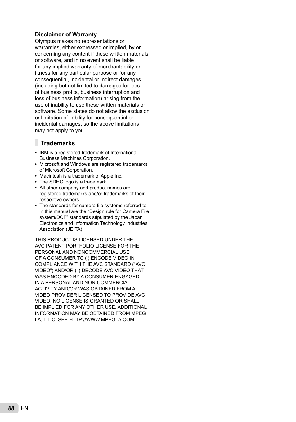 68 en | Olympus SP-600UZ User Manual | Page 68 / 70