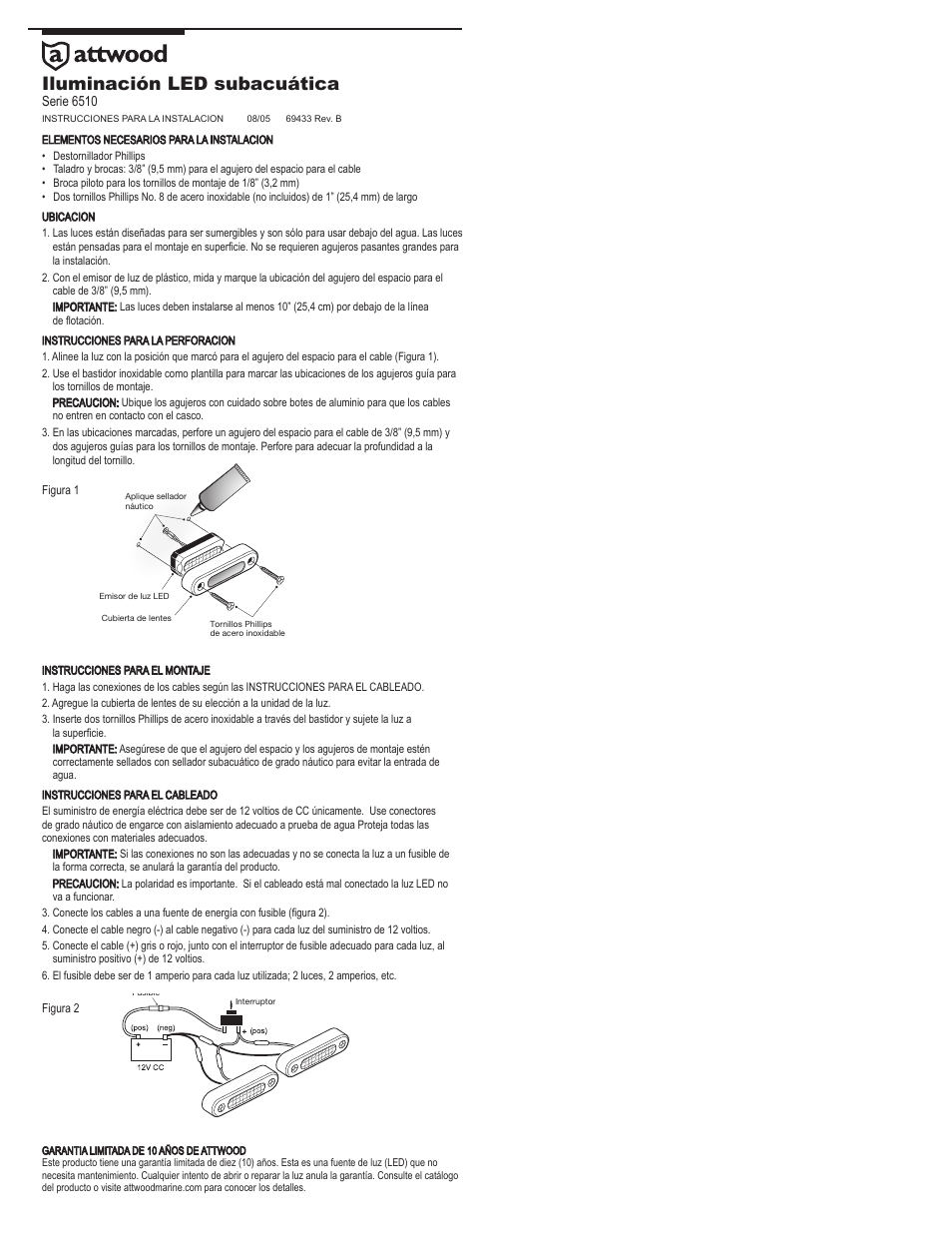 Iluminación led subacuática | Attwood 6511SS4 User Manual | Page 2 / 2