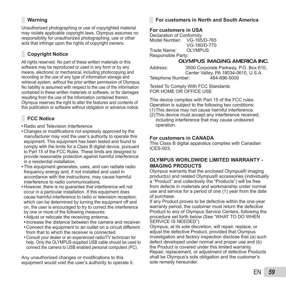 59 en | Olympus VG-180 User Manual | Page 59 / 65