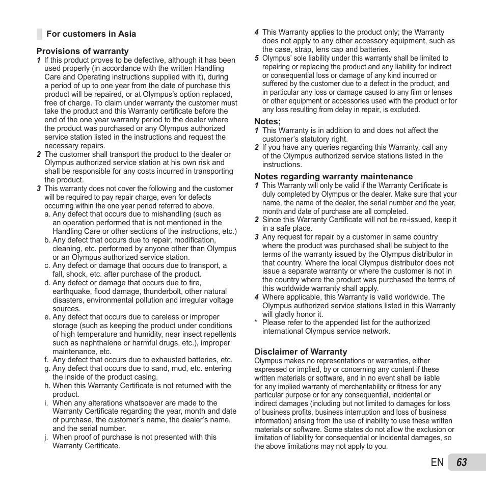 63 en | Olympus VG-180 User Manual | Page 63 / 65