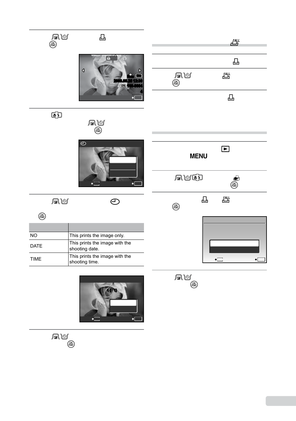 Reserving one print each of all images on the card, Resetting all print reservation data | Olympus µ TOUGH-8000 User Manual | Page 55 / 82