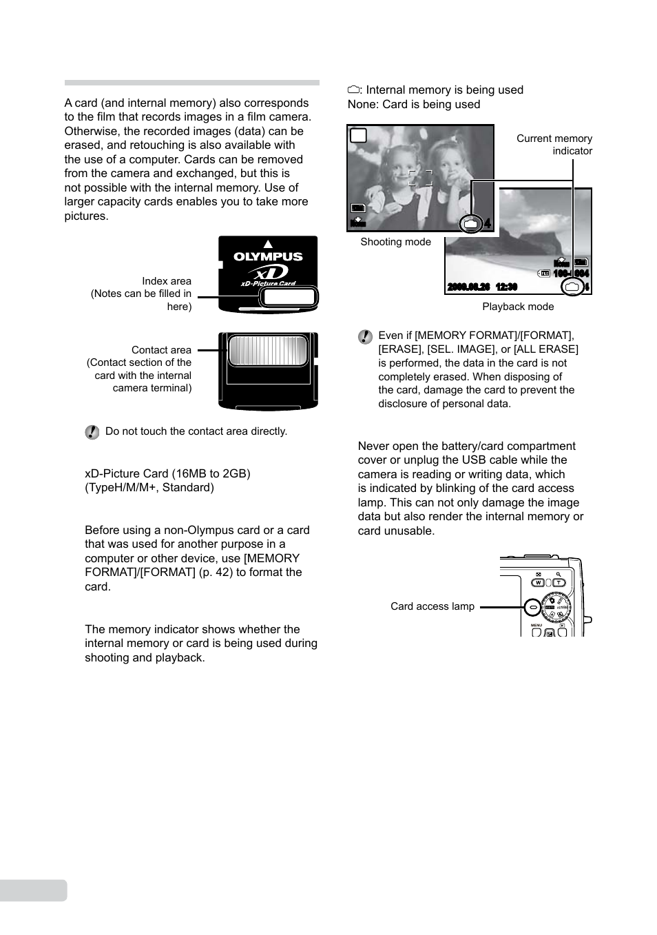 Using an xd-picture card, En using an xd-picture card | Olympus µ TOUGH-8000 User Manual | Page 66 / 82