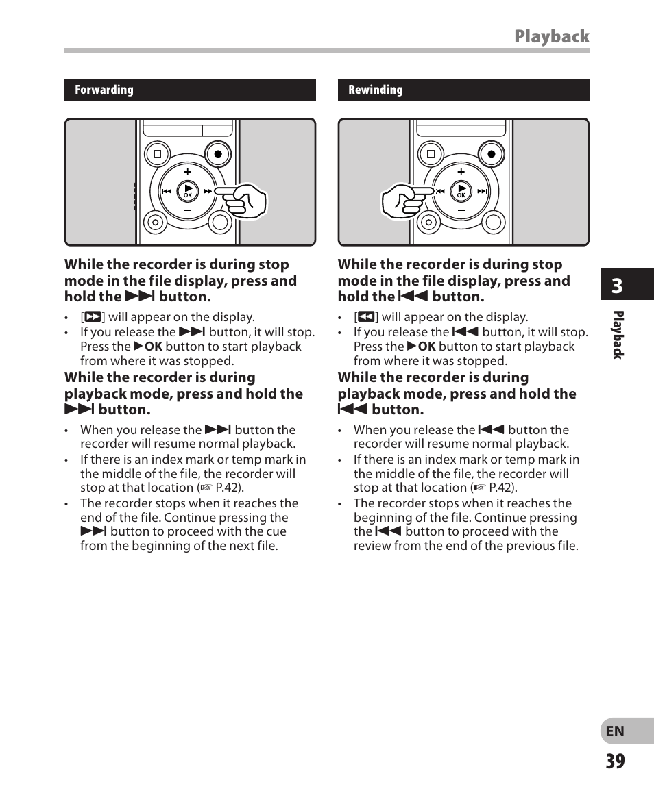 Playback | Olympus LS-3 User Manual | Page 39 / 103
