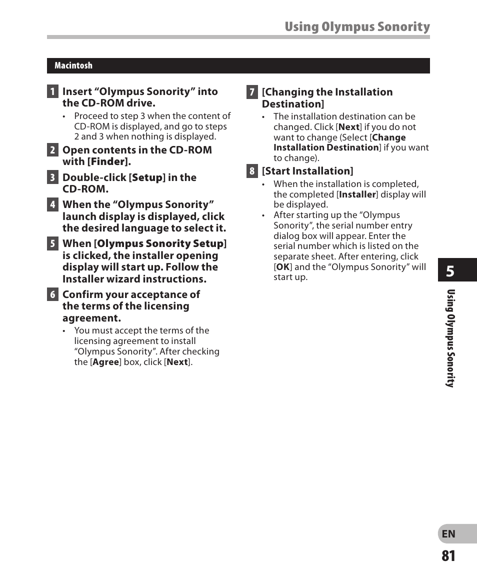 Using olympus sonority | Olympus LS-3 User Manual | Page 81 / 103