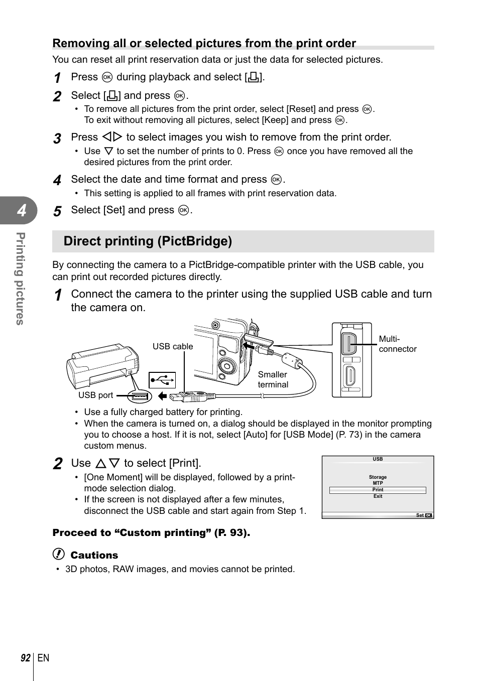 Direct printing (pictbridge) | Olympus E-PM2 User Manual | Page 92 / 133