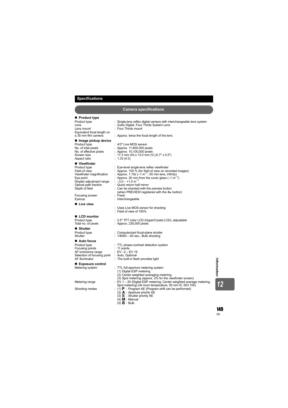 Olympus E-3 User Manual | Page 149 / 163