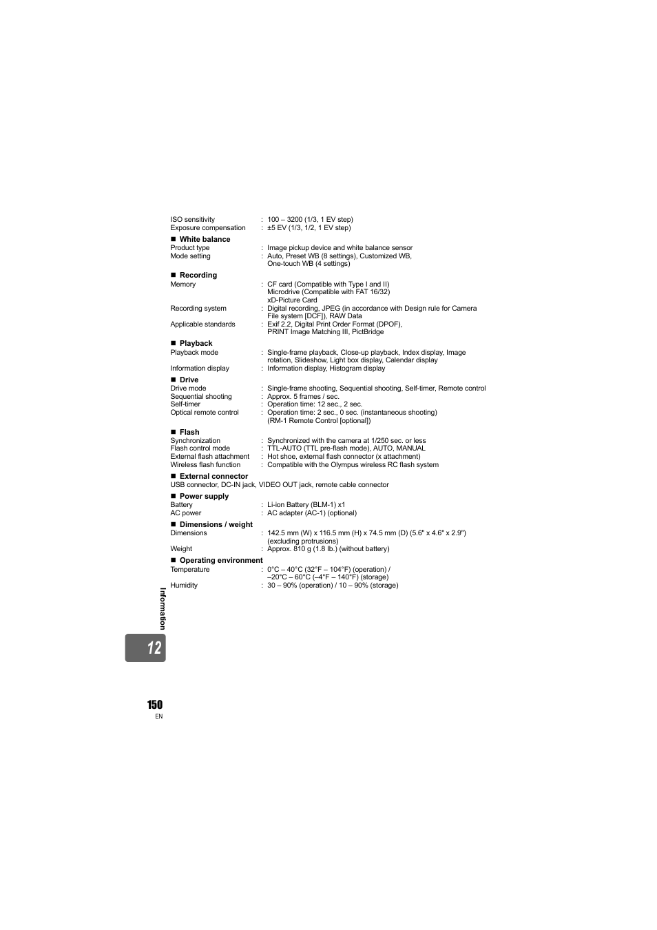 Olympus E-3 User Manual | Page 150 / 163