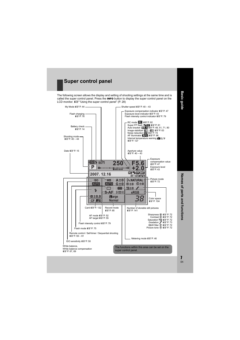 Super control panel | Olympus E-3 User Manual | Page 7 / 163
