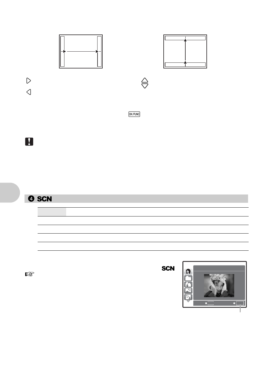 P. 24, Menu ope rati ons, S (scene) | Olympus 1200 User Manual | Page 24 / 80
