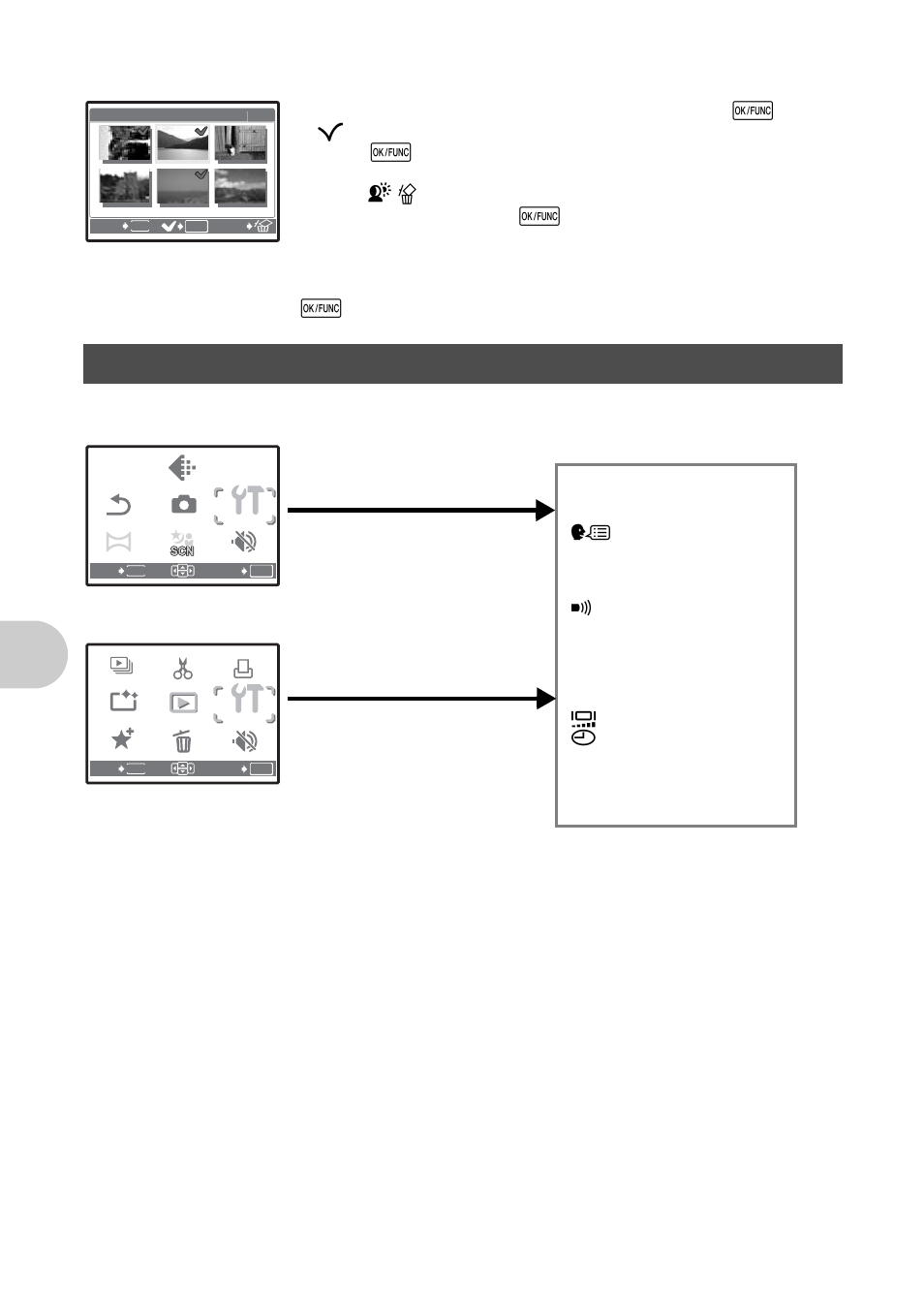 Erase by selecting the single-frame, Setup menus, Formatting the internal memory or card | Menu ope rati ons, Sel. image, All erase, Backup, Playback mode shooting mode | Olympus 1200 User Manual | Page 34 / 80