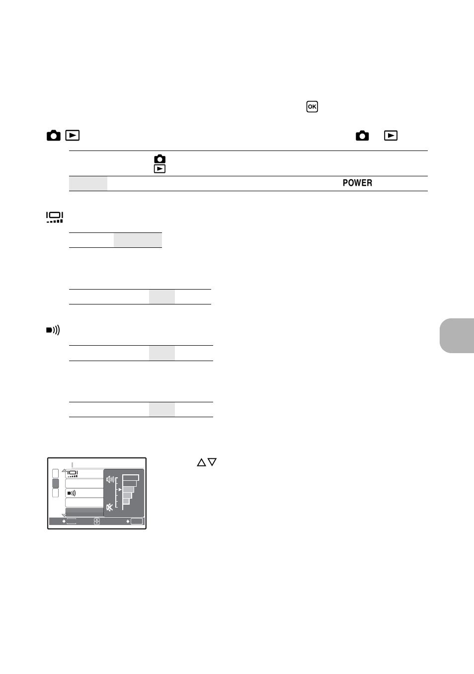 Adjusting the image processing function, Adjusting the monitor brightness, Adjusting the volume of camera warning sound | Adjusting the volume of the shutter button, Adjusting the volume during playback, Menu o perat ion s | Olympus FE-290 User Manual | Page 25 / 64