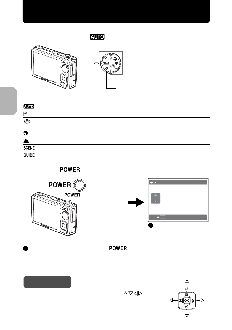 Turn the camera on, Hint, A. set the mode dial to h | B. press the o button, Quick start guide | Olympus FE-290 User Manual | Page 6 / 64