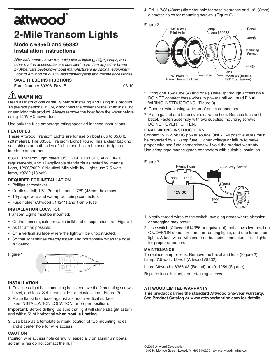 Attwood 66382 User Manual | 1 page