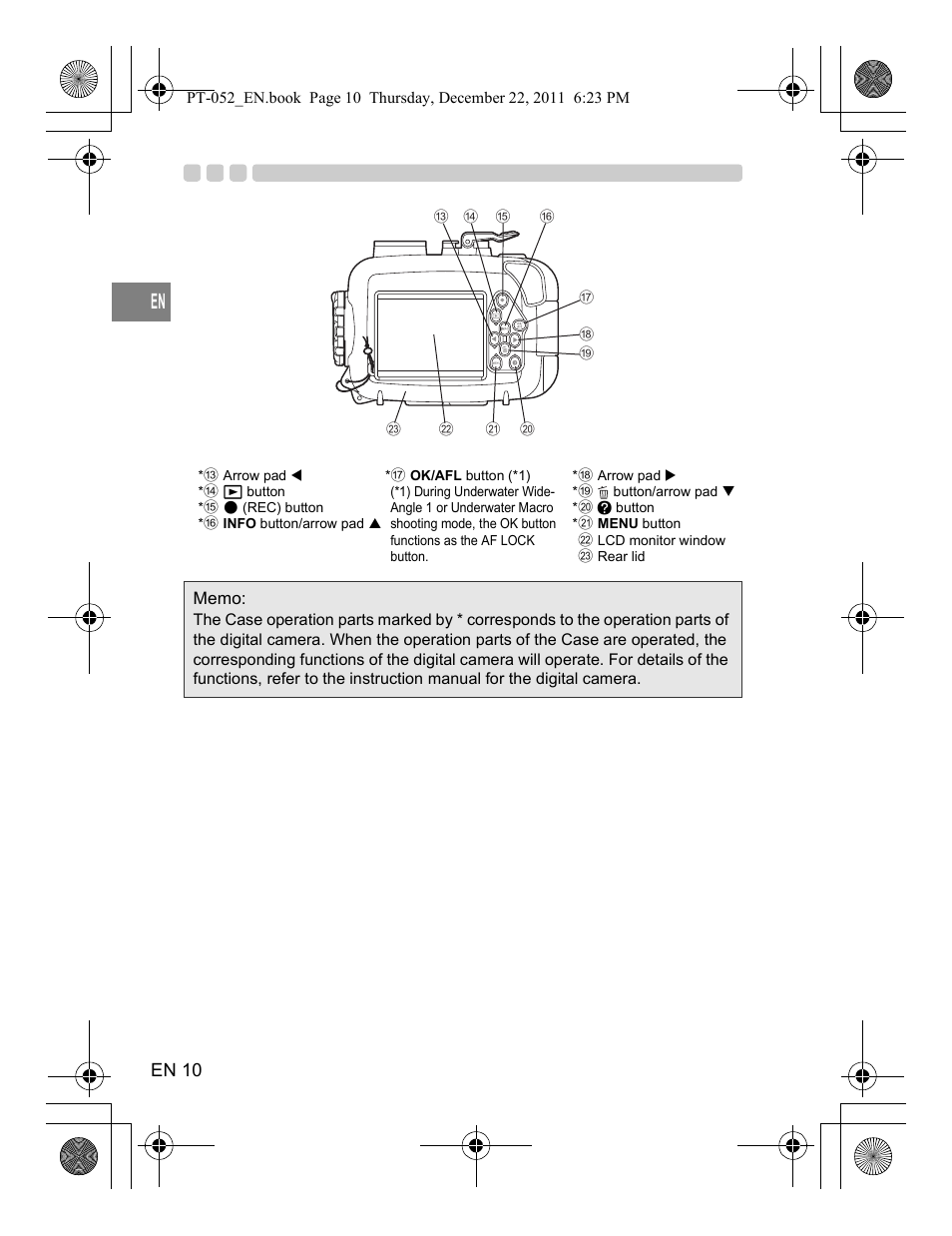 En 10 | Olympus PT-052 User Manual | Page 10 / 29