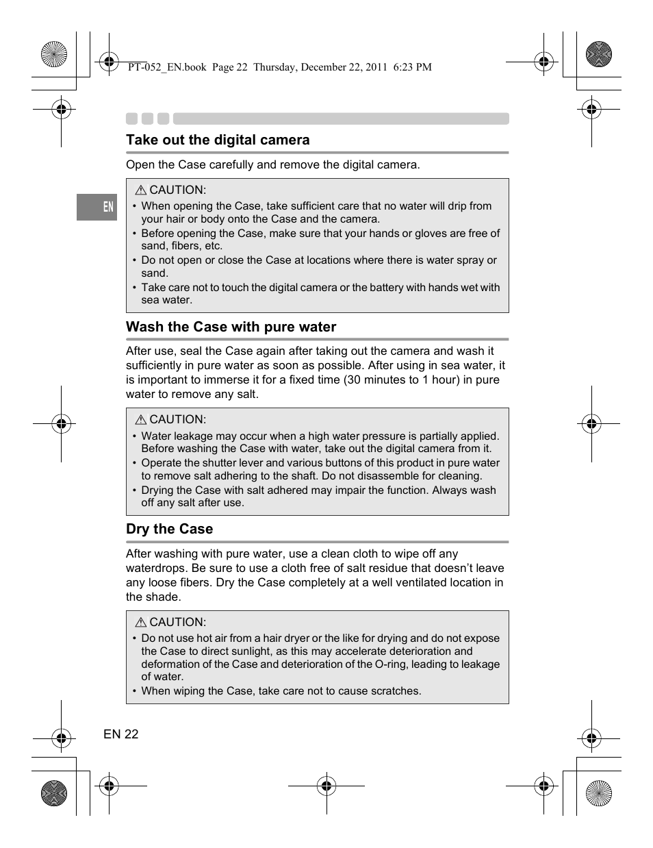 Olympus PT-052 User Manual | Page 22 / 29