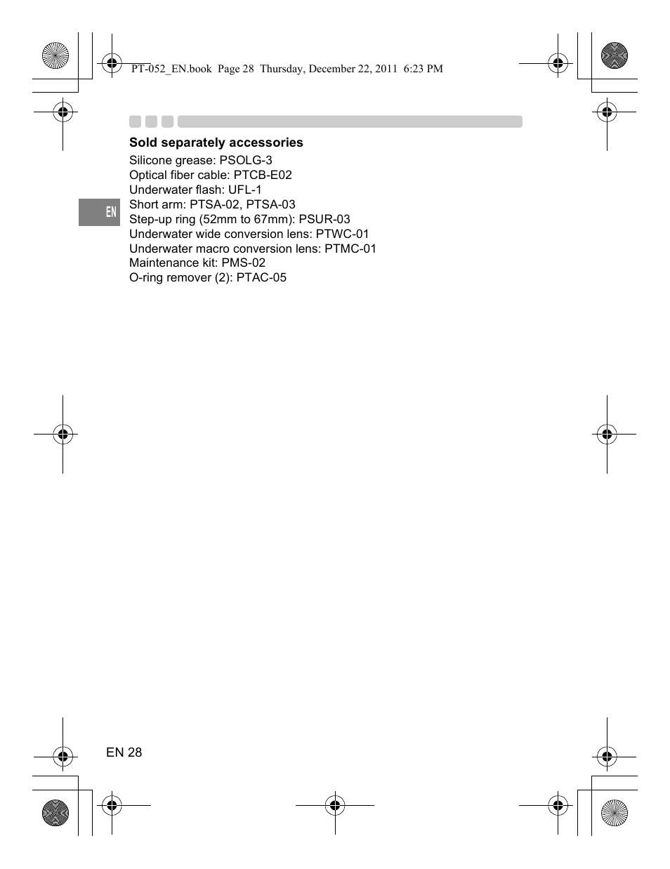 Olympus PT-052 User Manual | Page 28 / 29