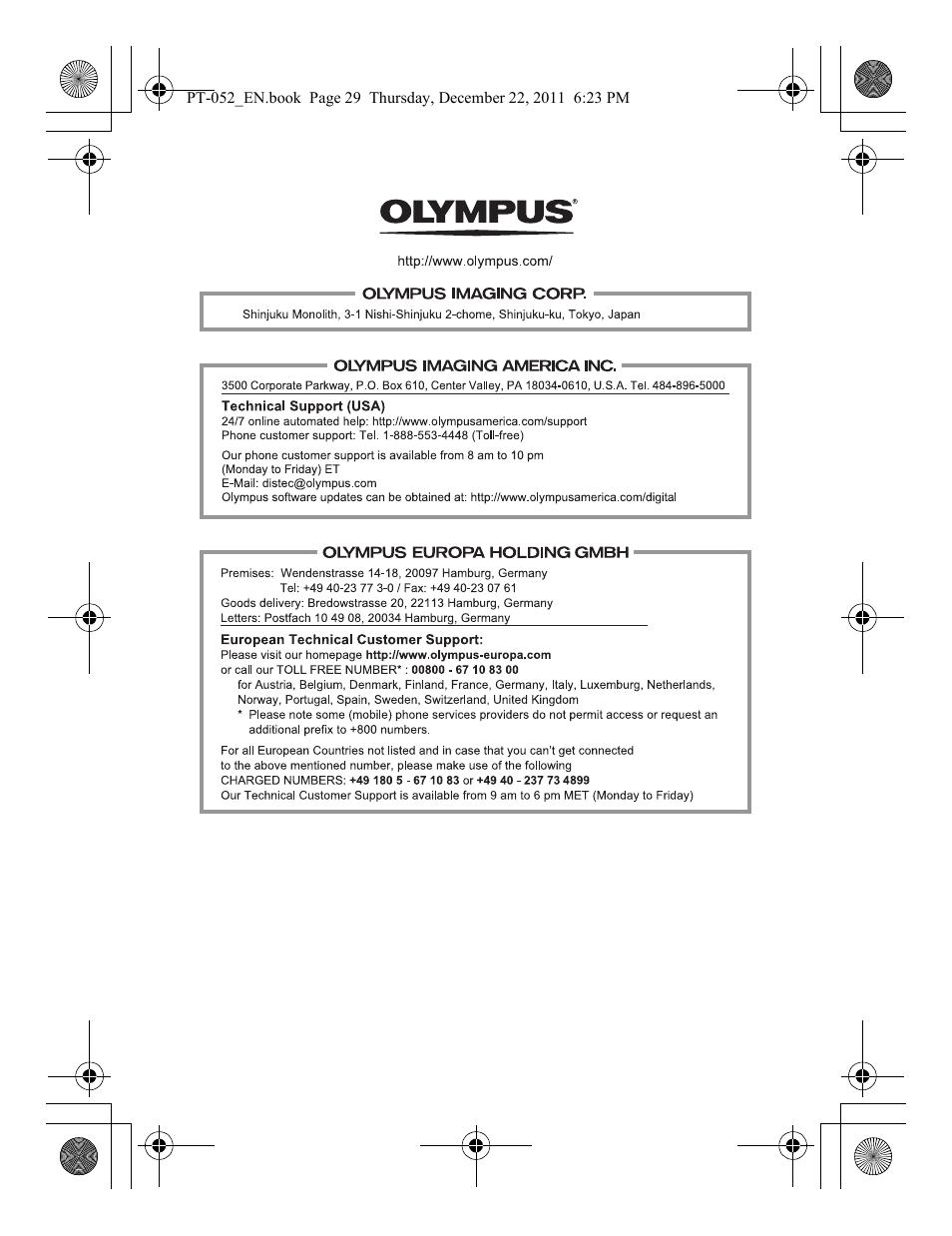 Olympus PT-052 User Manual | Page 29 / 29