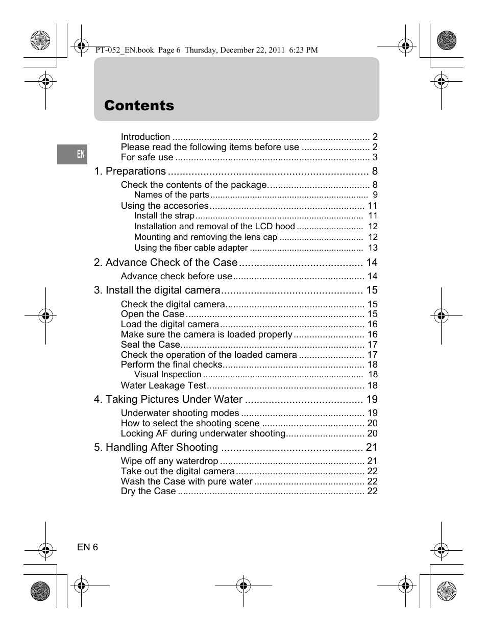 Olympus PT-052 User Manual | Page 6 / 29