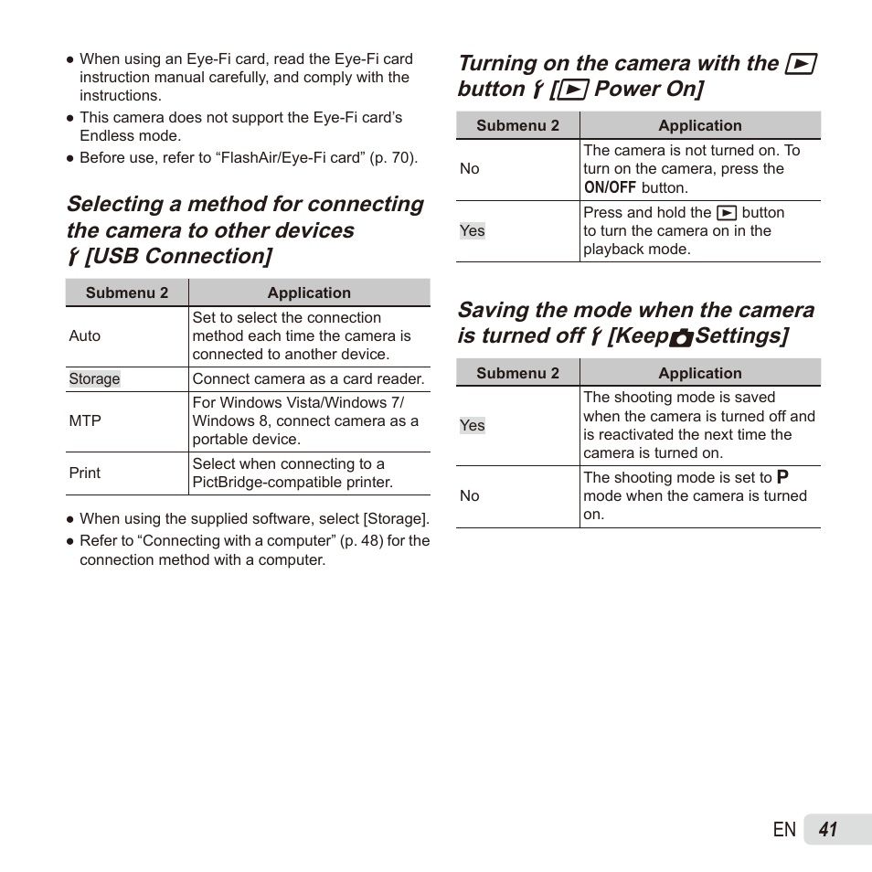 Turning on the camera with the | Olympus SZ17 User Manual | Page 41 / 86