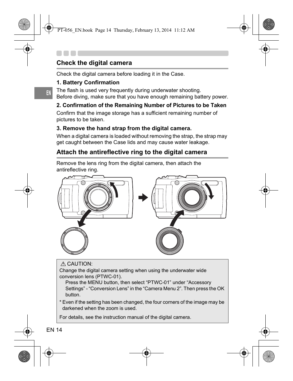 Check the digital camera | Olympus PT056 User Manual | Page 14 / 30