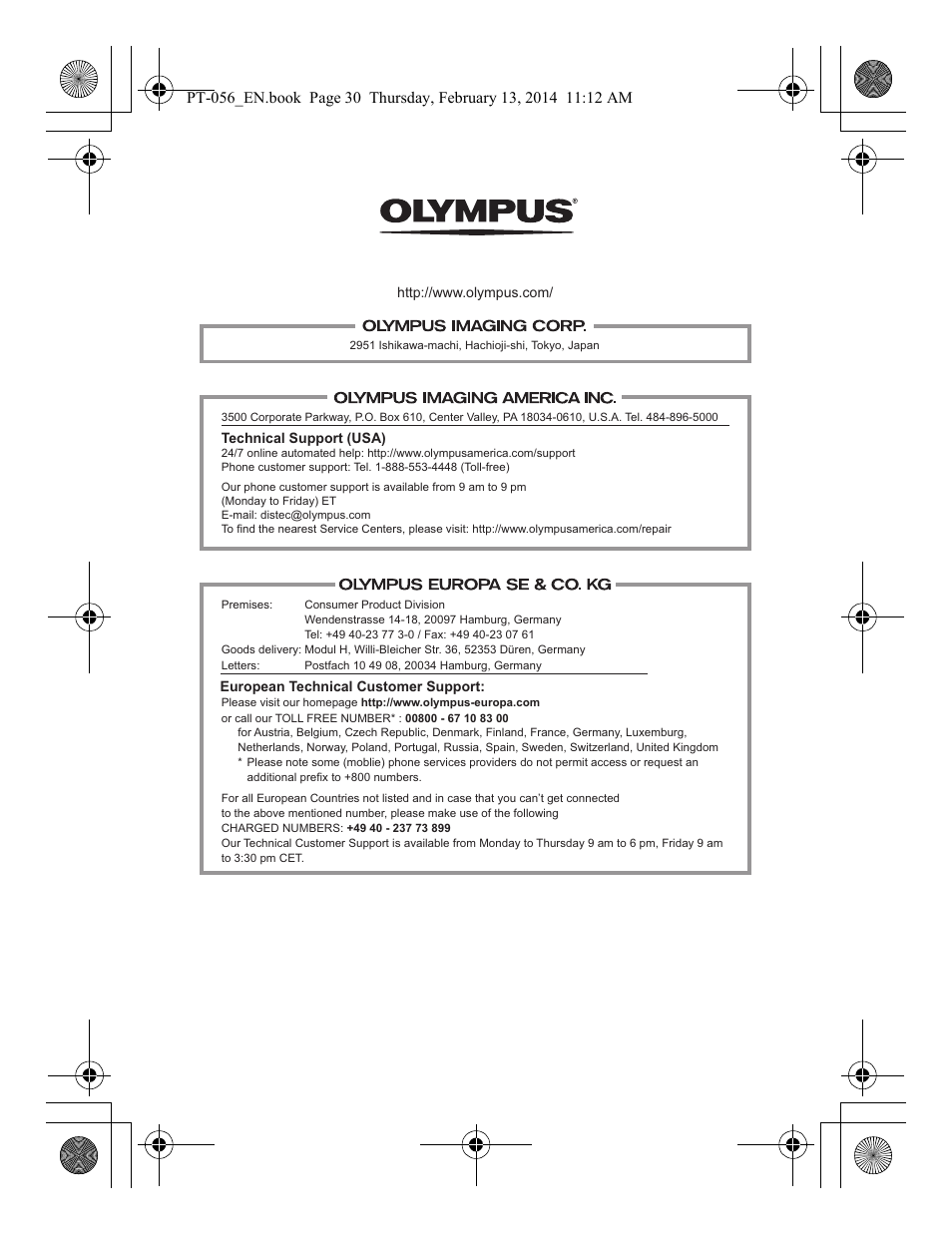 Olympus PT056 User Manual | Page 30 / 30