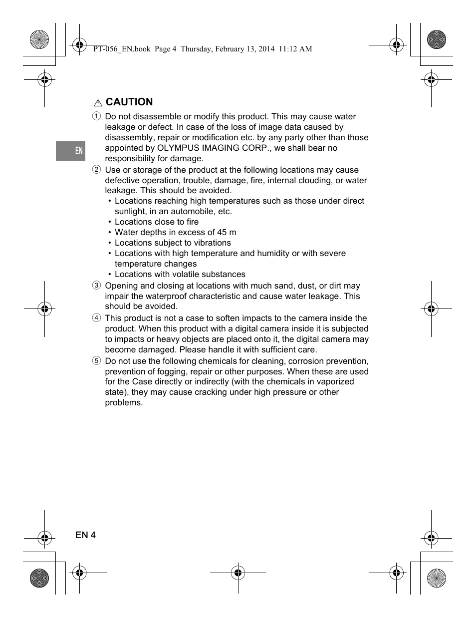 Olympus PT056 User Manual | Page 4 / 30