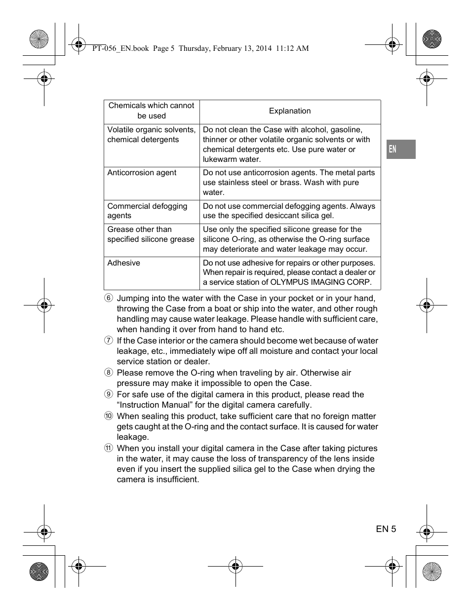 Olympus PT056 User Manual | Page 5 / 30