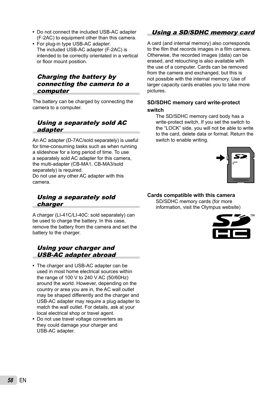 Olympus µ-7030 User Manual | Page 58 / 73