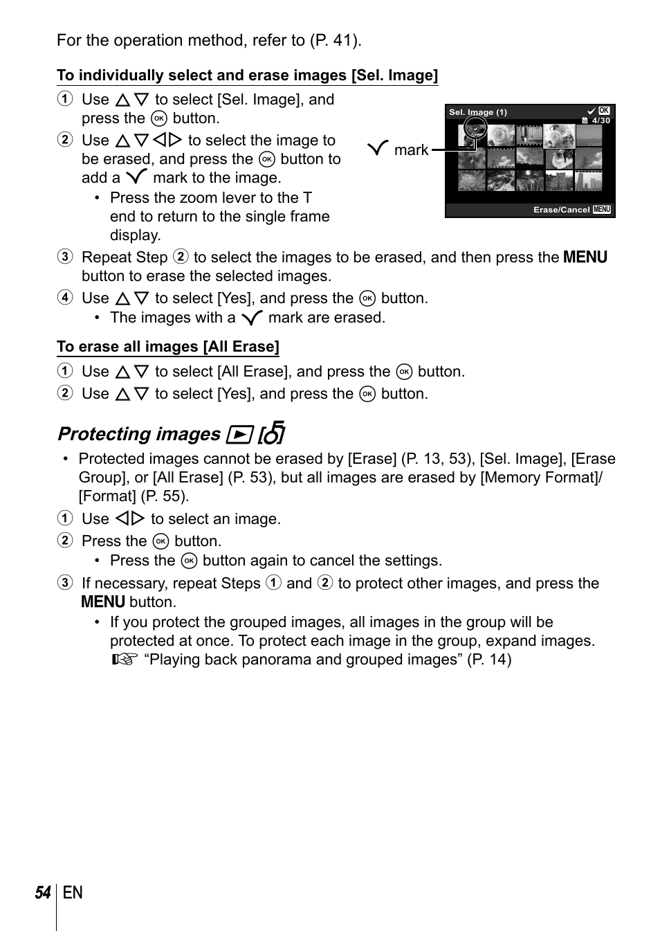 Protecting images q [ r, 54 en | Olympus TG3 User Manual | Page 54 / 118