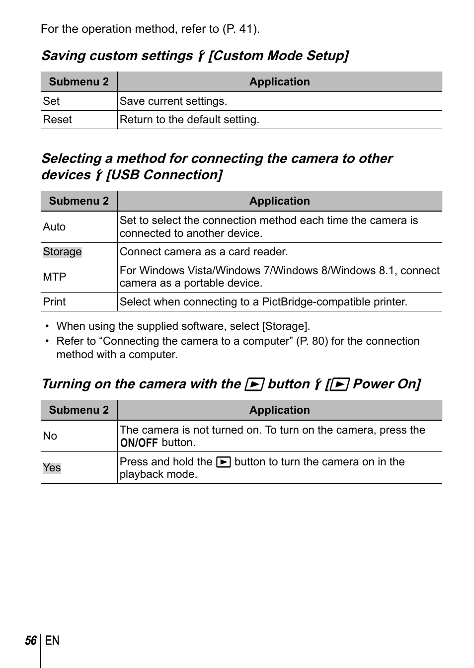 Saving custom settings d [custom mode setup | Olympus TG3 User Manual | Page 56 / 118